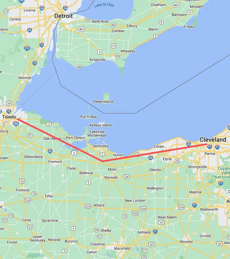12 Toledo to Cleveland Map