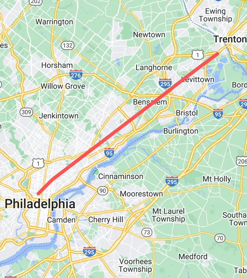 16 October 24 Philadelphia to New Jersey Map